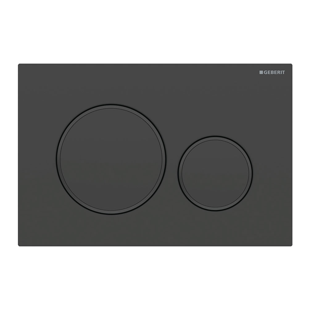 Cutout image of Geberit Sigma20 Round Matt Black / Black Dual Flush plate